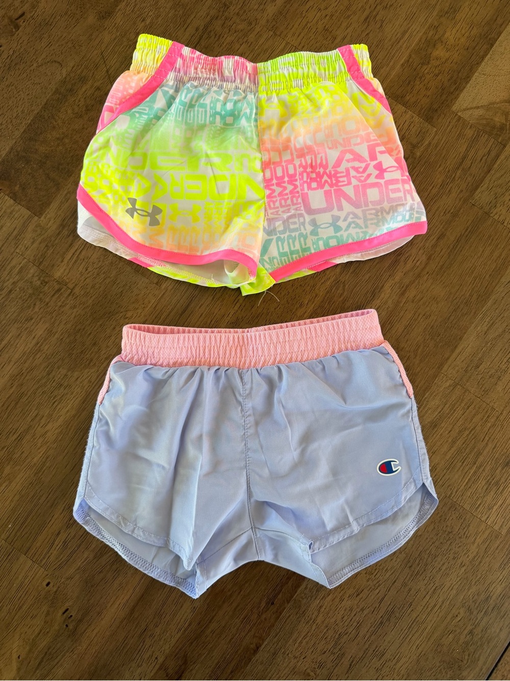 Champion & under armour Girls' Pastel Purple Shorts with Pink Waistband